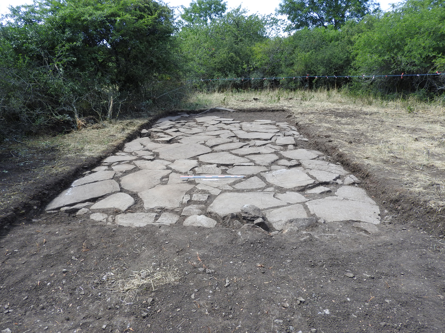 Découverte de la plateforme dallée - Fouille Gergovie 2015